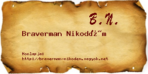 Braverman Nikodém névjegykártya
